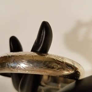 70's Oversized Etched Silver Bangle Bracelet main image 0